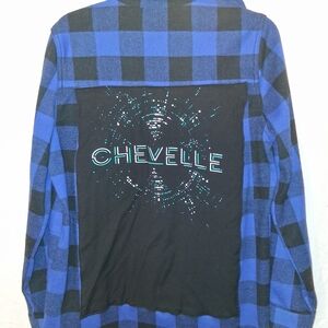 Chevelle Blue and Black Plaid Casual Button Down Shirt